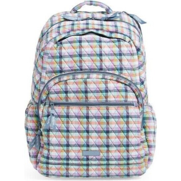 Vera Bradley Essential Large Backpack Gingham Plaid-NWT - Picture 1 of 5